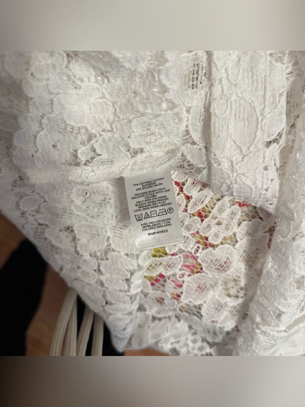LOFT White Lace Button-Front Short Sleeve Shirt - Picture 4 of 4